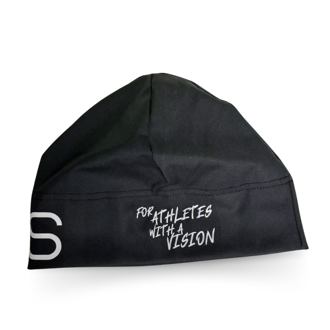 Bild von FS Beanie Mütze- FS Logo auf der Stirn, an der Seite mit Aufschrift: For Athletes with a Visiom
