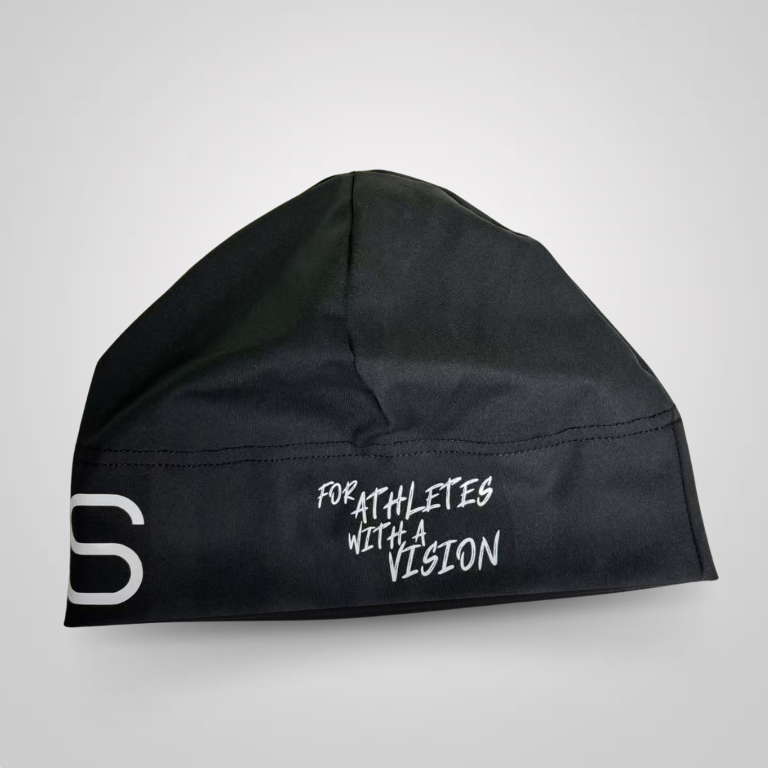 Bild von FS Beanie Mütze- FS Logo auf der Stirn, an der Seite mit Aufschrift: For Athletes with a Visiom