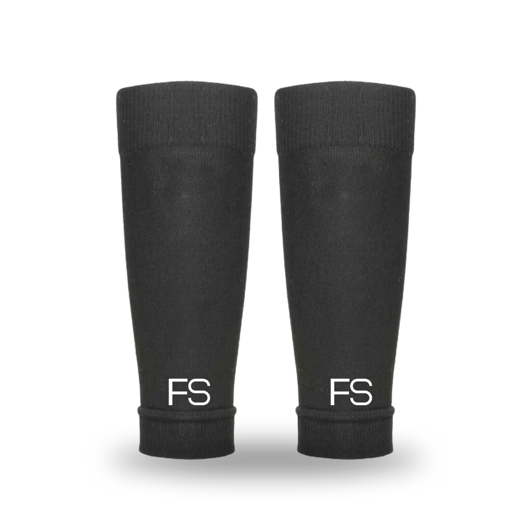 Schwarze offene Stutzen mit weißen FS Logo unten