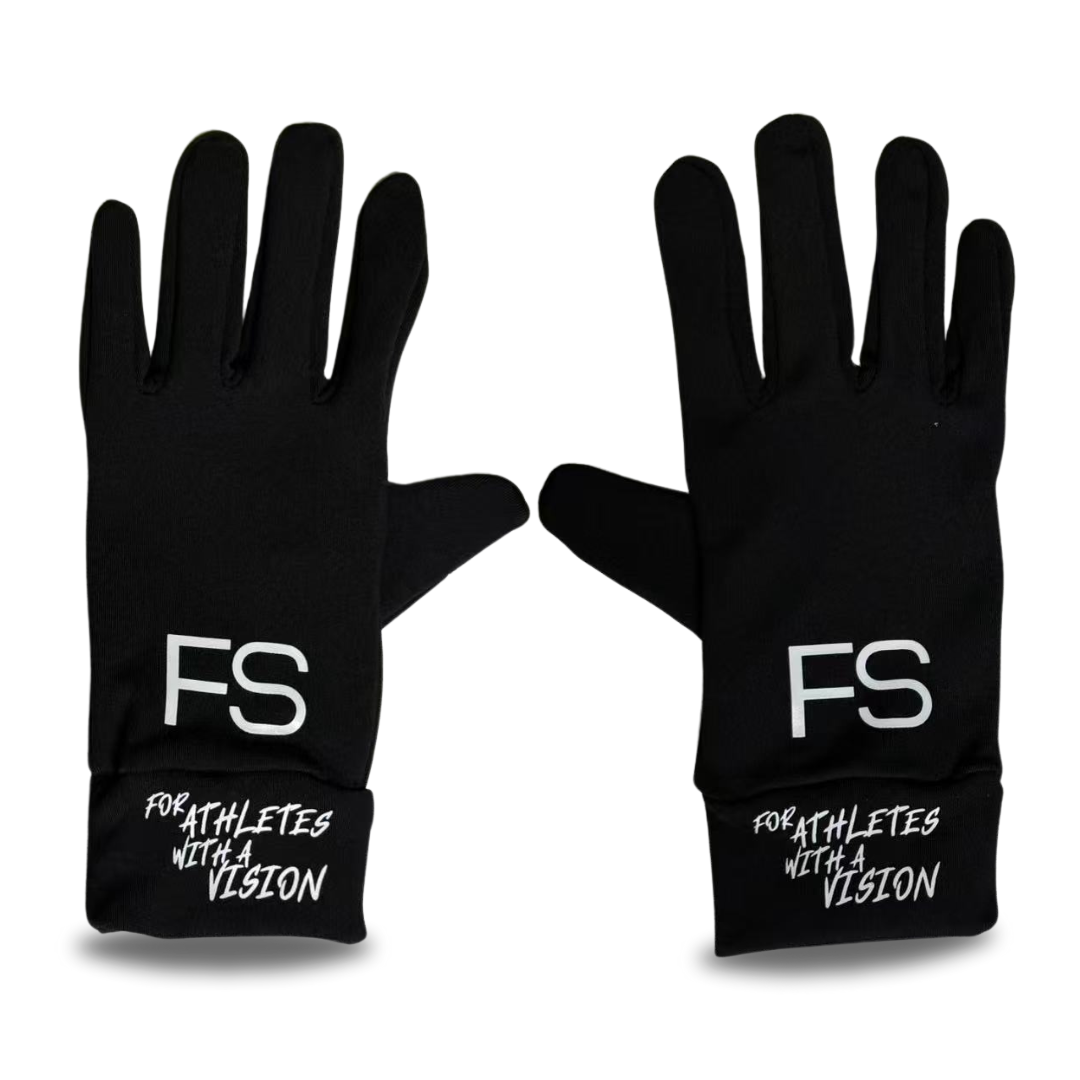 Bild von FS Hanschuhen in Schwarz- FS Logo auf dem Handrücken,Am Handgelenk oben Schrift: For Athletes with a Vision
