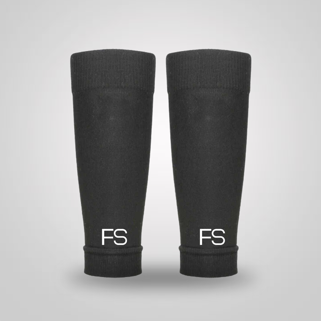 Schwarze offene Stutzen mit weißen FS Logo unten